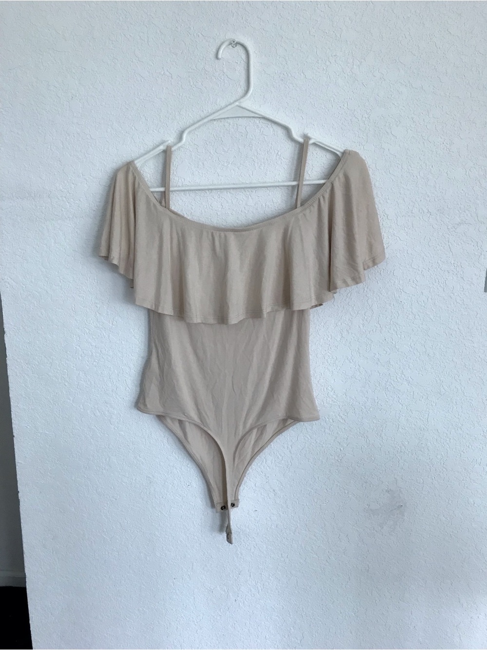 Express Cream Off-Shoulder Ruffle Bodysuit - Picture 2 of 2